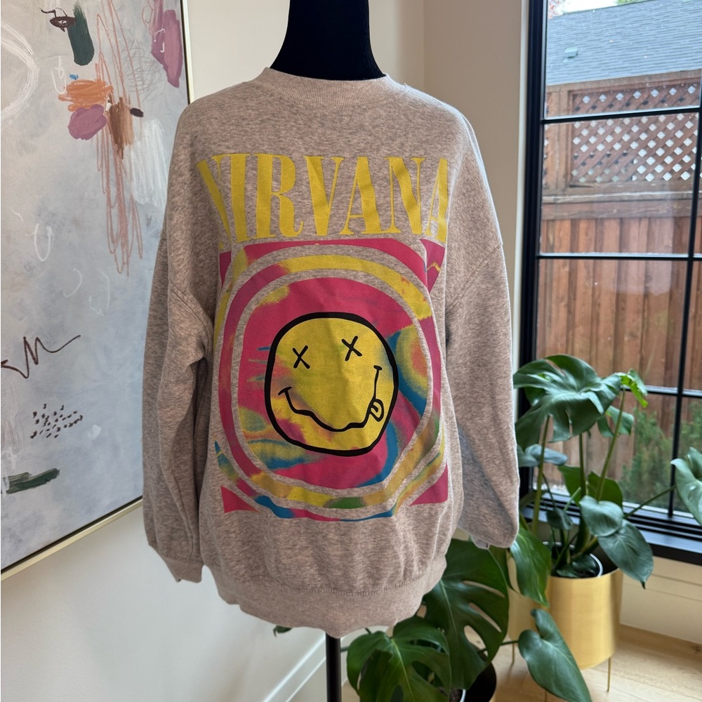 H&M Nirvana Divided Gray Graphic Sweater